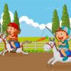 Children On Horse Animation Paint By Numbers