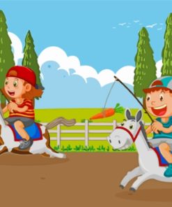 Children On Horse Animation Paint By Numbers