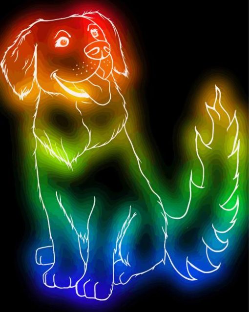 Colorful Neon Dog Paint By Numbers