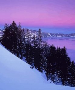 Crater Lake Snow Paint By Numbers