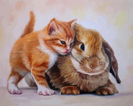 Cute Cat And Bunny Paint By Numbers