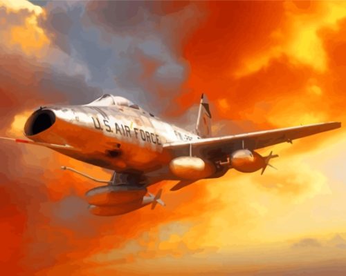 F100 Super Sabre At Sunset Art Paint By Numbers