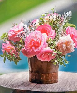 Flowers In Rustic Vase Paint By Numbers