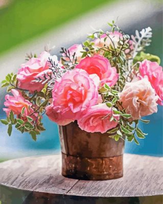 Flowers In Rustic Vase Paint By Numbers