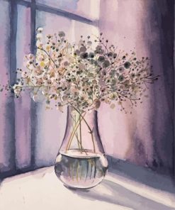 Gypsophila Glass Vase Art Paint By Numbers