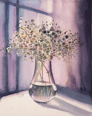 Gypsophila Glass Vase Art Paint By Numbers