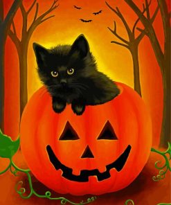 Halloween Cute Black Kitten Paint By Numbers