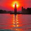 Marquette Lighthouse Silhouette Paint By Numbers