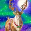 Northern Light Christmas Elk Paint By Numbers