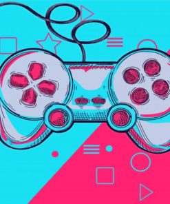 Pink Blue Gamepad Paint By Numbers