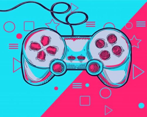 Pink Blue Gamepad Paint By Numbers