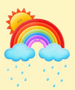 Rainbow Rain Cartoon Paint By Numbers