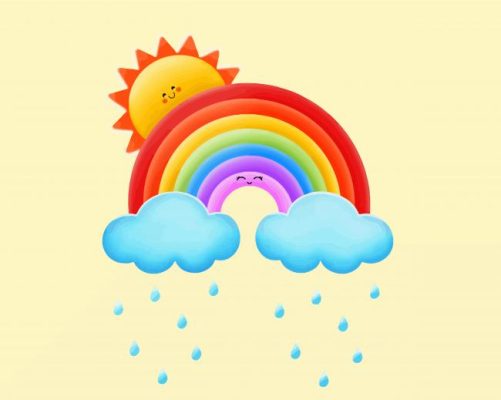 Rainbow Rain Cartoon Paint By Numbers