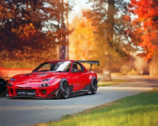 Red Mazda Rx7 Sport Car Paint By Numbers