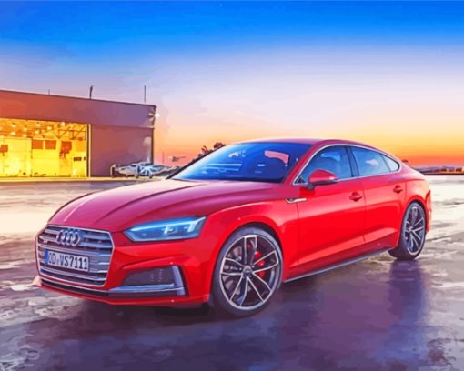 Red Audi S5 Engine Paint By Numbers