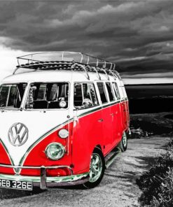 Red V Camper Van Paint By Numbers