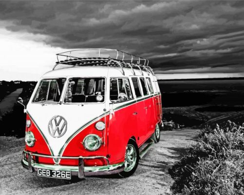 Red V Camper Van Paint By Numbers