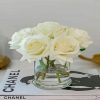 Roses White Flowers In Glass Vase Paint By Numbers