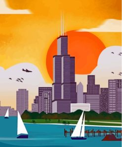 Sears Tower Chicago City Poster Paint By Numbers