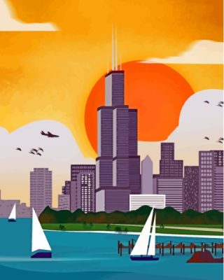 Sears Tower Chicago City Poster Paint By Numbers