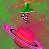 Space Ballerina Wearing Green Paint By Numbers