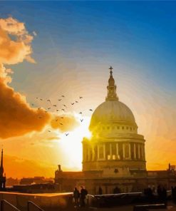 St Pauls Cathedral With Beautiful Sunset View Paint By Numbers