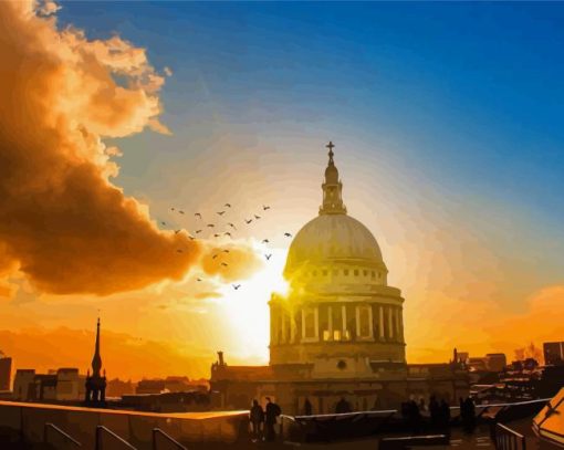 St Pauls Cathedral With Beautiful Sunset View Paint By Numbers