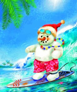 Surfing Santa Snowman Paint By Numbers