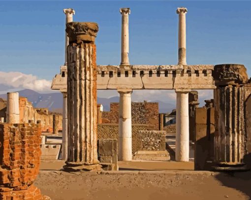 Temple Ruins In Pompeii Paint By Numbers