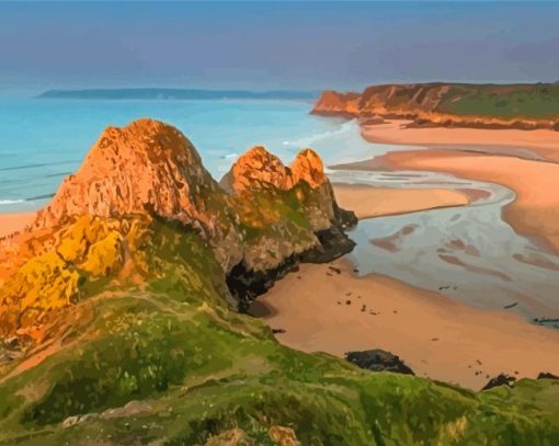 UK Three Cliffs Bay Paint By Numbers