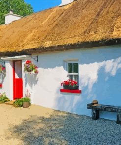 White Red Irish Cottage Paint By Numbers