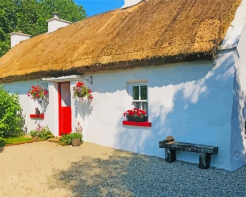 White Red Irish Cottage Paint By Numbers