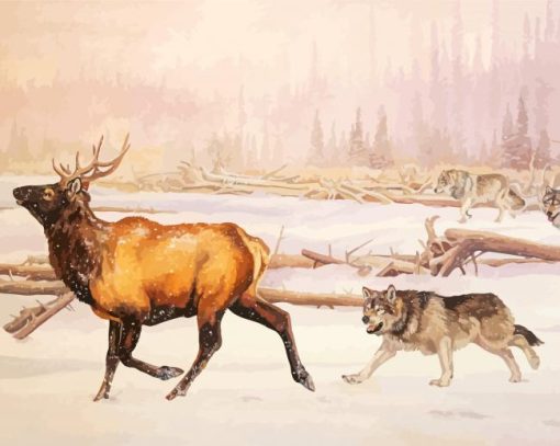 Wolves And Elk Paint By Numbers