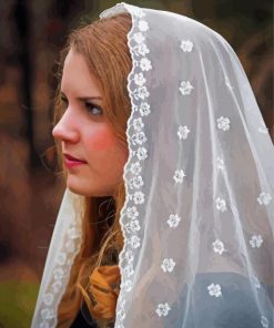 Woman With Lace Veil Paint By Numbers