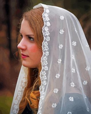 Woman With Lace Veil Paint By Numbers