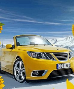 Yellow Saab Car Paint By Numbers