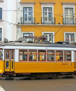 Yellow Streetcar In lisbon Portugal Paint By Numbers