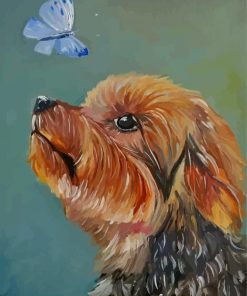 Abstract Yorkshire Terrier With Butterfly Paint By Numbers