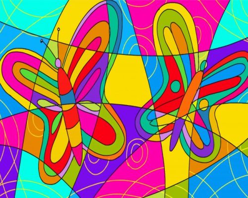 Aesthetic Cubist Butterflly Paint By Numbers