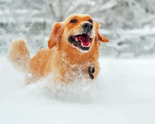 Aesthetic Dog In Snow Paint By Numbers