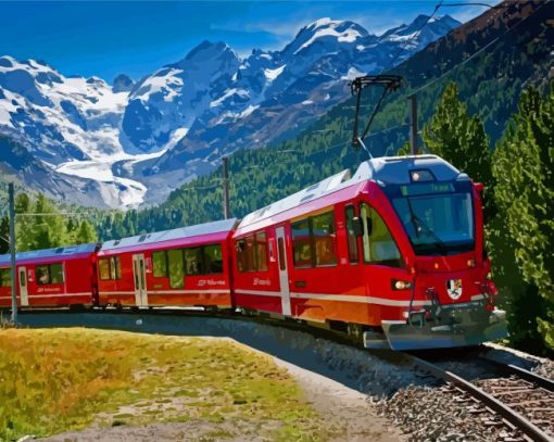 Aesthetic Swiss Train Paint By Numbers