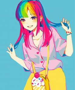 Anime Girl Rainbow Paint By Numbers