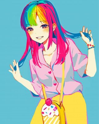 Anime Girl Rainbow Paint By Numbers