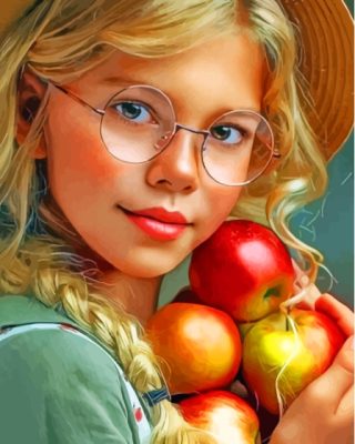 Apple Girl With Glasses Paint By Numbers