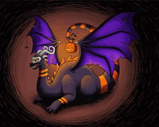 Black Halloween Dragon Paint By Numbers