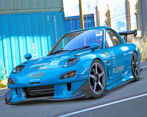 Blue Mazda Rx7 Paint By Numbers