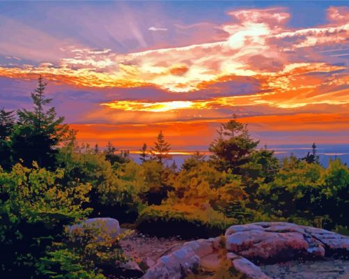 Cadillac Mountain Sunset Usa Paint By Numbers