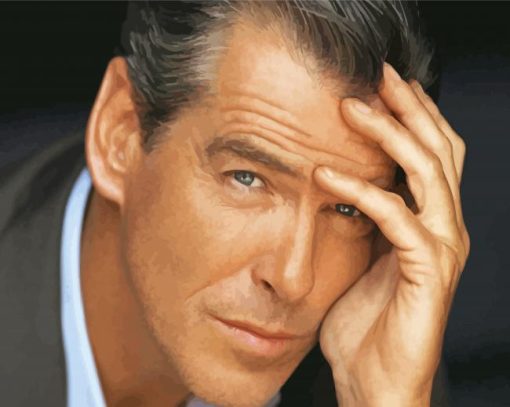 Close Up Pierce Brosnan Paint By Numbers