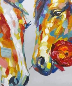 Colorful Abstract Horses With Rose Paint By Numbers