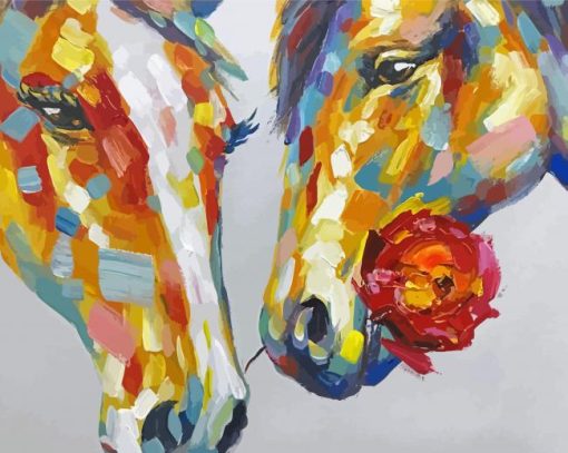 Colorful Abstract Horses With Rose Paint By Numbers